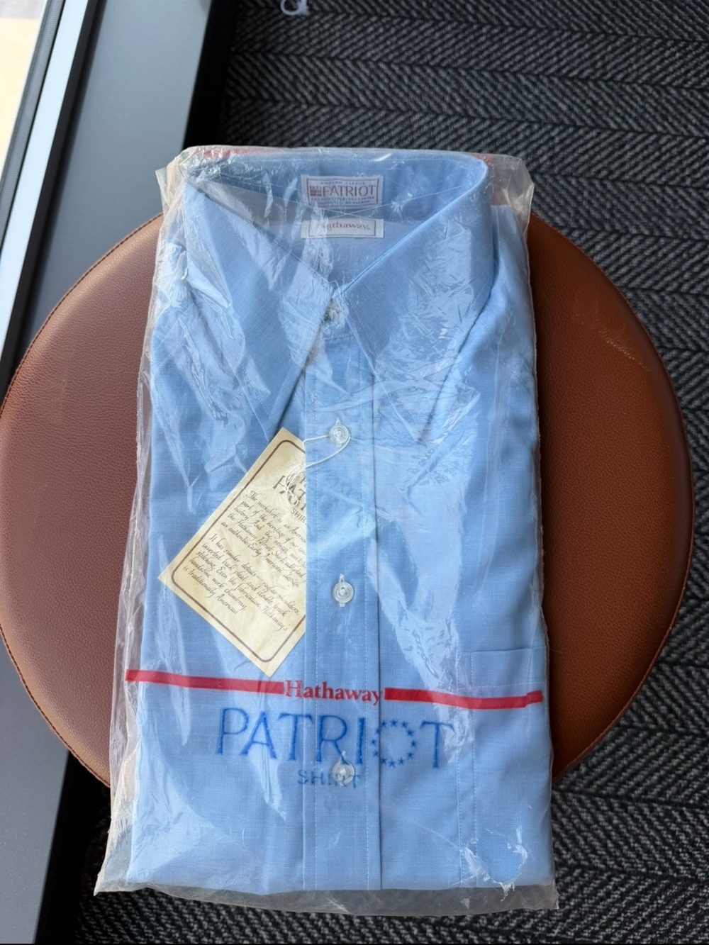 Vintage 1970s Hathaway Patriot Work Shirt NOS Sealed Light Blue